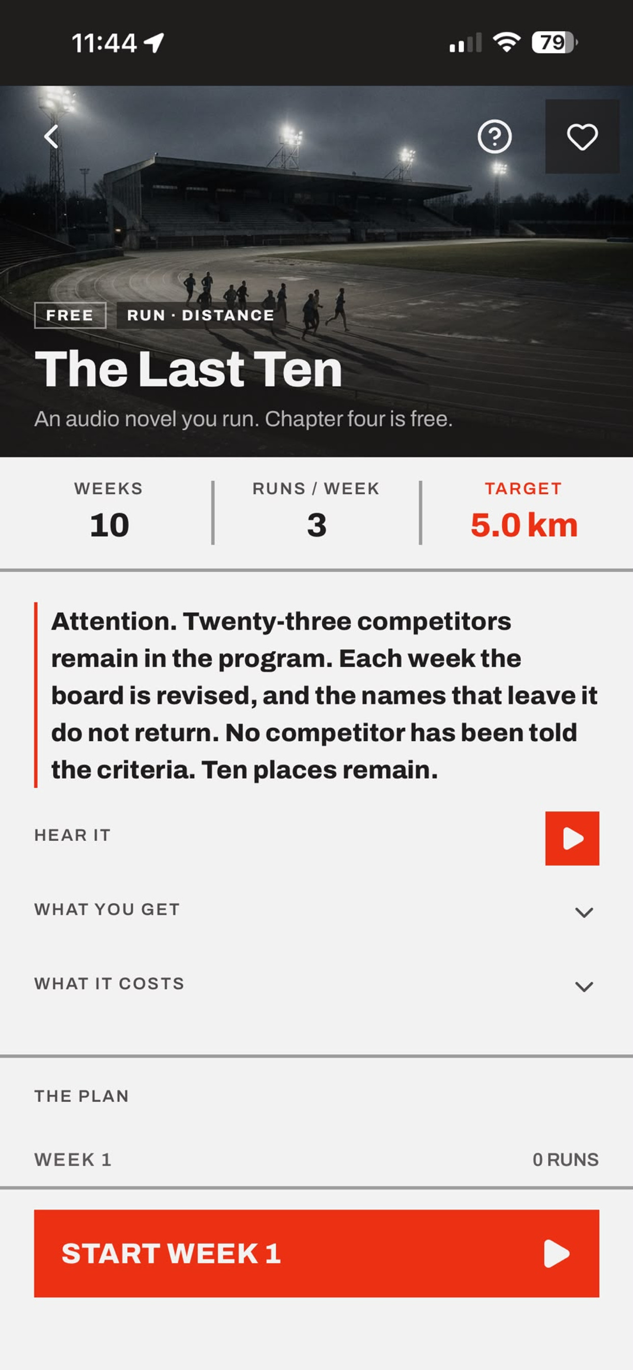 The Last Ten story programme detail screen