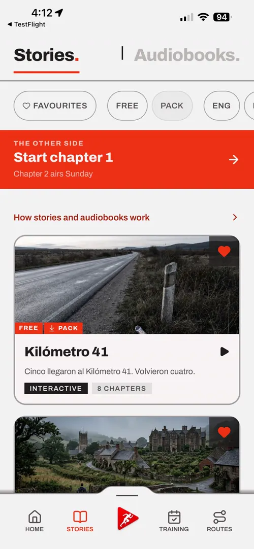 A screen of the Choose The Run app