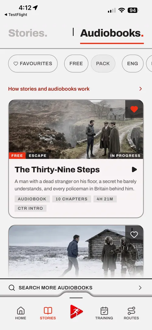 A screen of the Choose The Run app