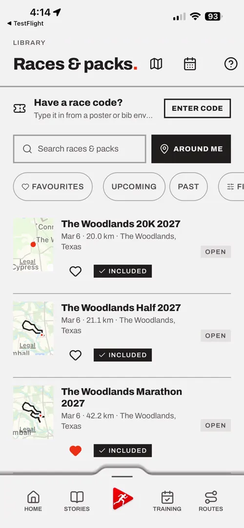 A screen of the Choose The Run app