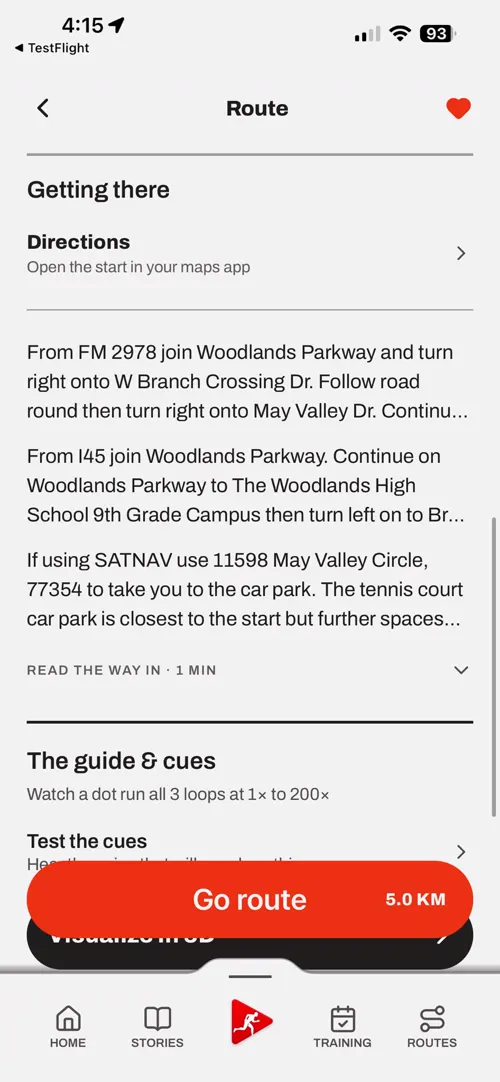 A screen of the Choose The Run app