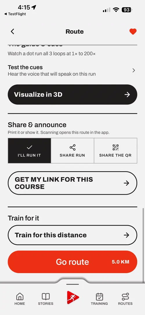 A screen of the Choose The Run app