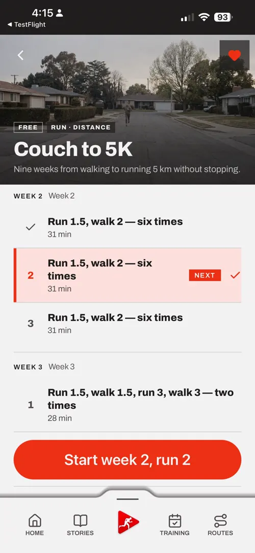 A screen of the Choose The Run app