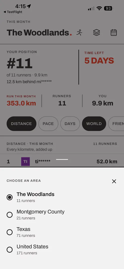 A screen of the Choose The Run app