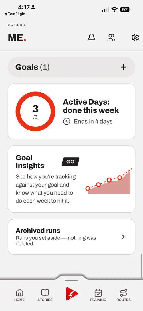 A screen of the Choose The Run app