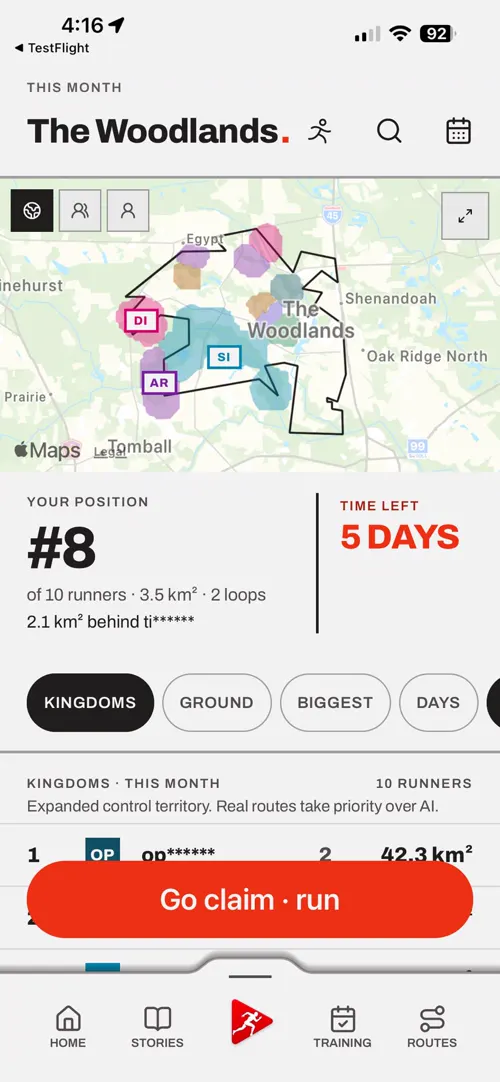 A screen of the Choose The Run app