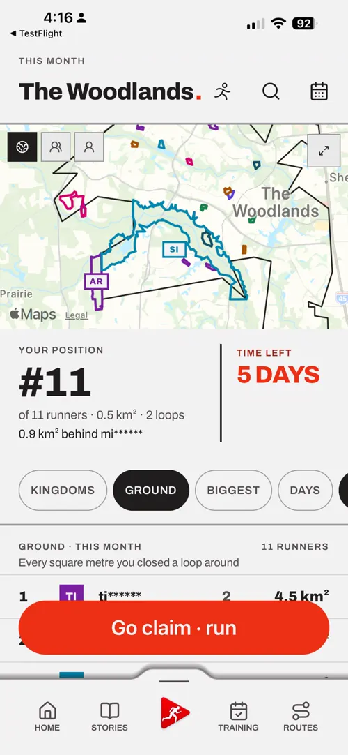 A screen of the Choose The Run app