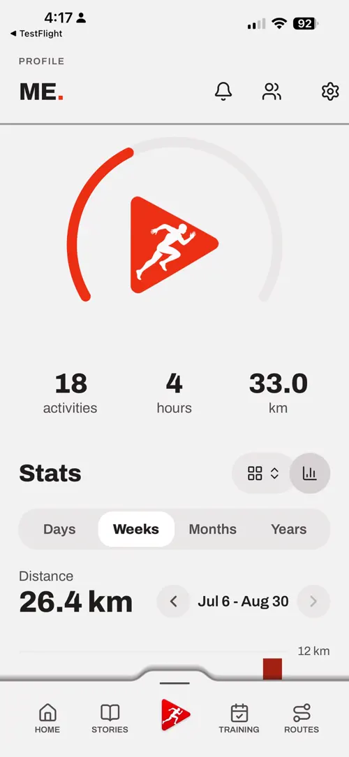A screen of the Choose The Run app