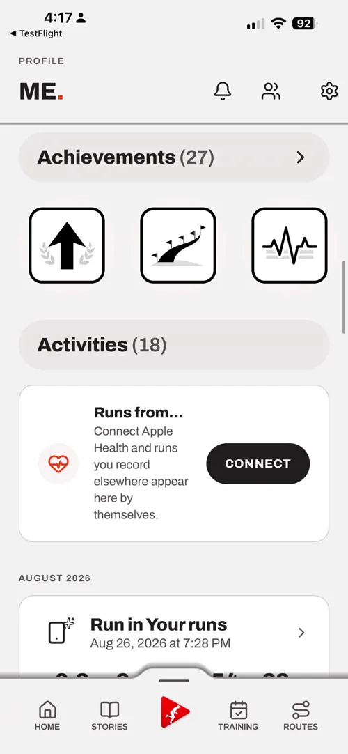 A screen of the Choose The Run app