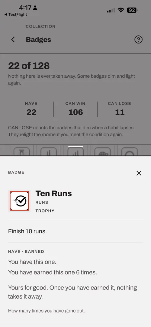 A screen of the Choose The Run app