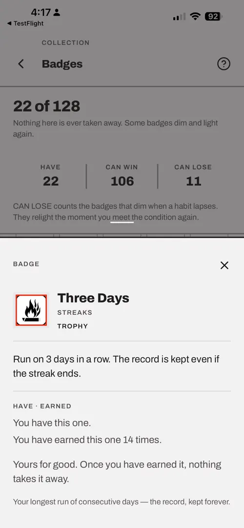 A screen of the Choose The Run app