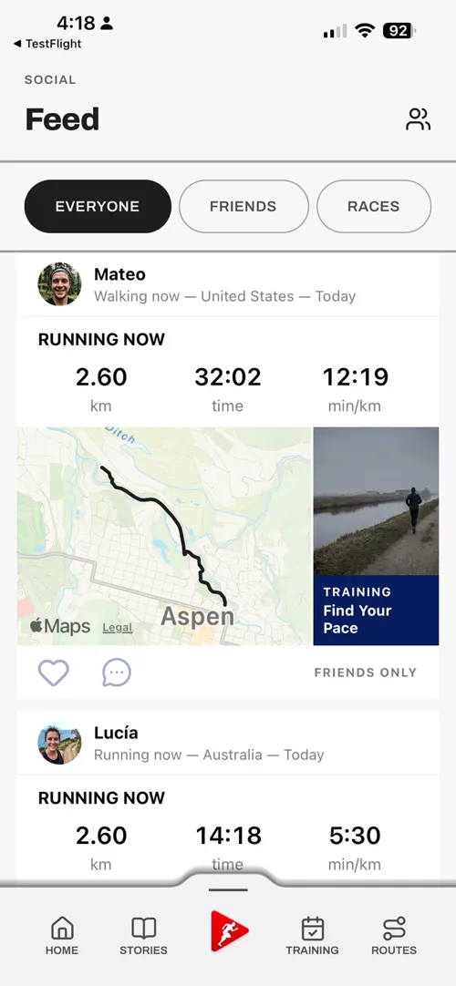 A screen of the Choose The Run app