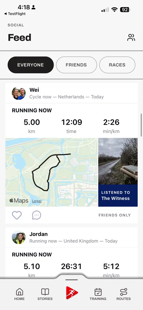 A screen of the Choose The Run app