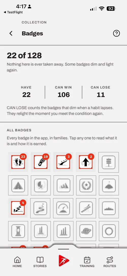 A screen of the Choose The Run app