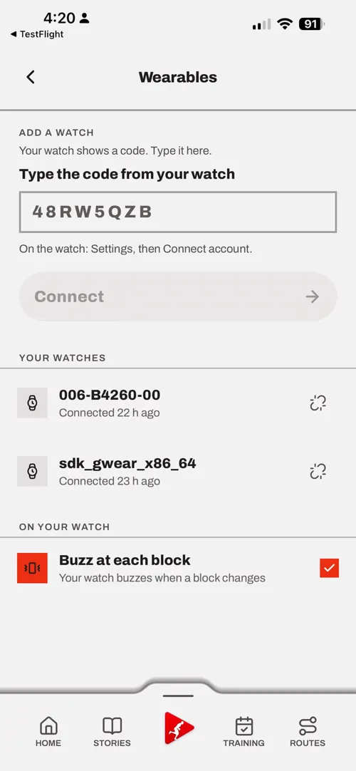 A screen of the Choose The Run app