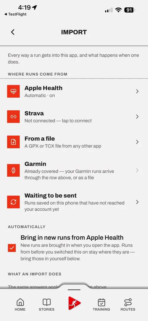 A screen of the Choose The Run app