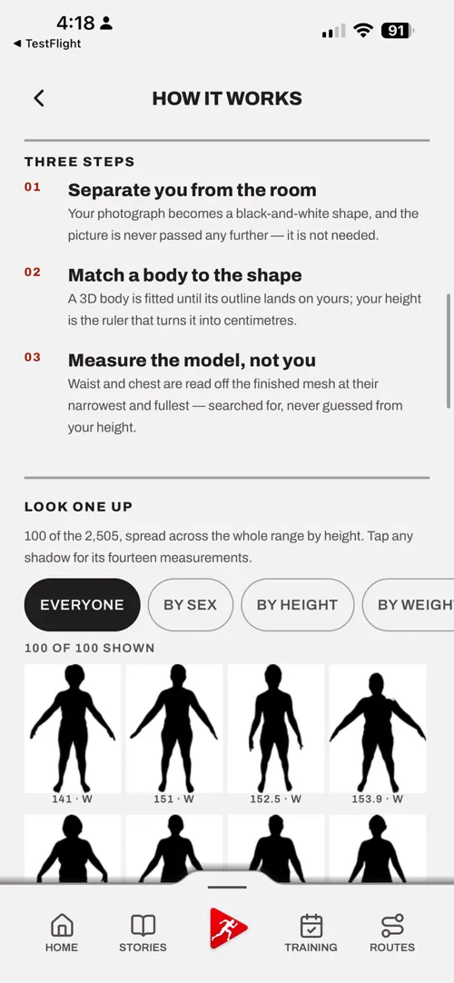 A screen of the Choose The Run app